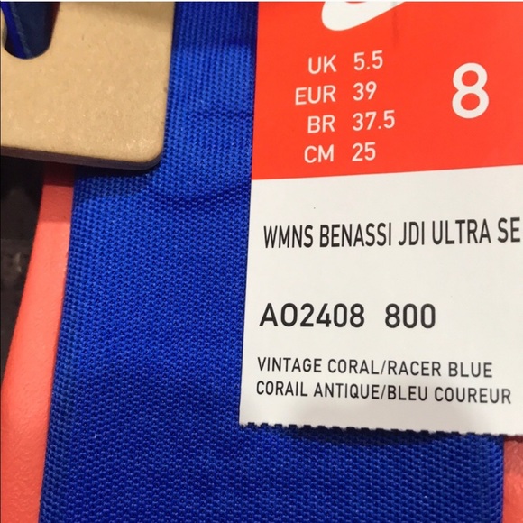 NWT Nike Benassi JDI Ultra SE Vintage Coral WMNS - Picture 5 of 7